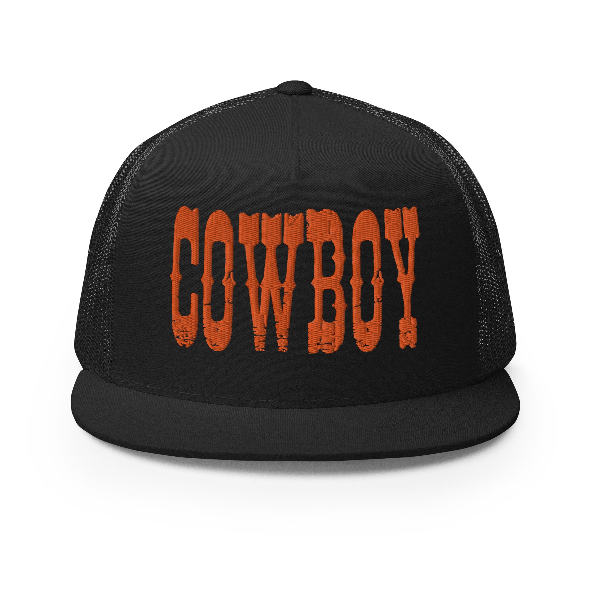 COWBOY EMBROIDERED PUFFER TRUCKER HAT